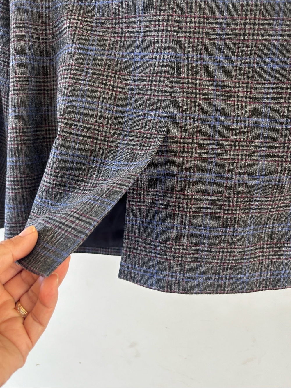 Madewell Gray-Blue Checked Double-Breasted Blazer - Picture 12 of 16